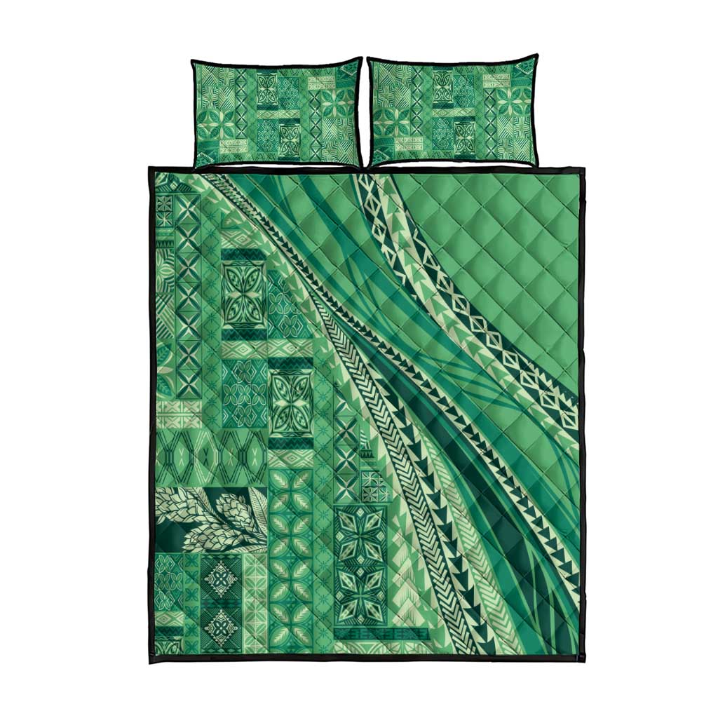Pasifika Women's Day - Samoa Siapo Malu Tattoo Inspired Quilt Bed Set Jade LT7 - Polynesian Pride