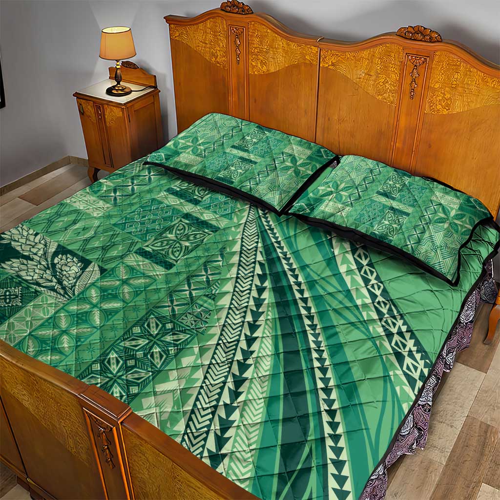 Pasifika Women's Day - Samoa Siapo Malu Tattoo Inspired Quilt Bed Set Jade LT7 - Polynesian Pride