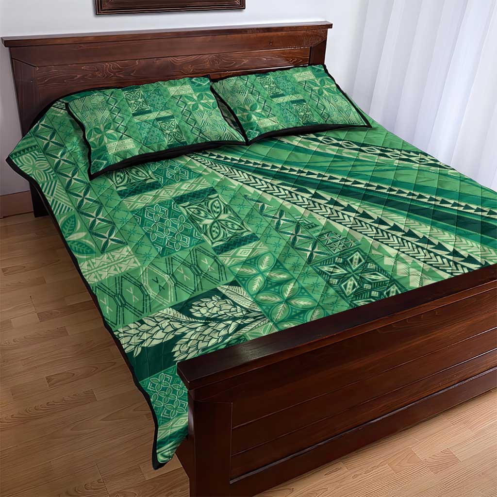 Pasifika Women's Day - Samoa Siapo Malu Tattoo Inspired Quilt Bed Set Jade LT7 - Polynesian Pride