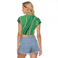 Pasifika Women's Day - Samoa Siapo Malu Tattoo Inspired Raglan Cropped T Shirt Jade LT7 - Polynesian Pride