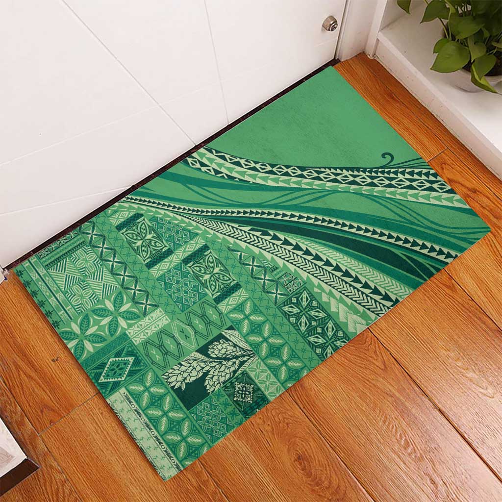 Pasifika Women's Day - Samoa Siapo Malu Tattoo Inspired Rubber Doormat Jade LT7 - Polynesian Pride