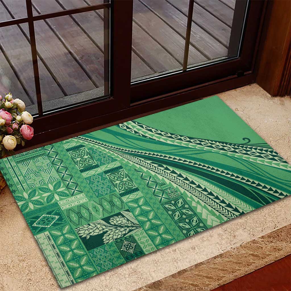 Pasifika Women's Day - Samoa Siapo Malu Tattoo Inspired Rubber Doormat Jade LT7 - Polynesian Pride