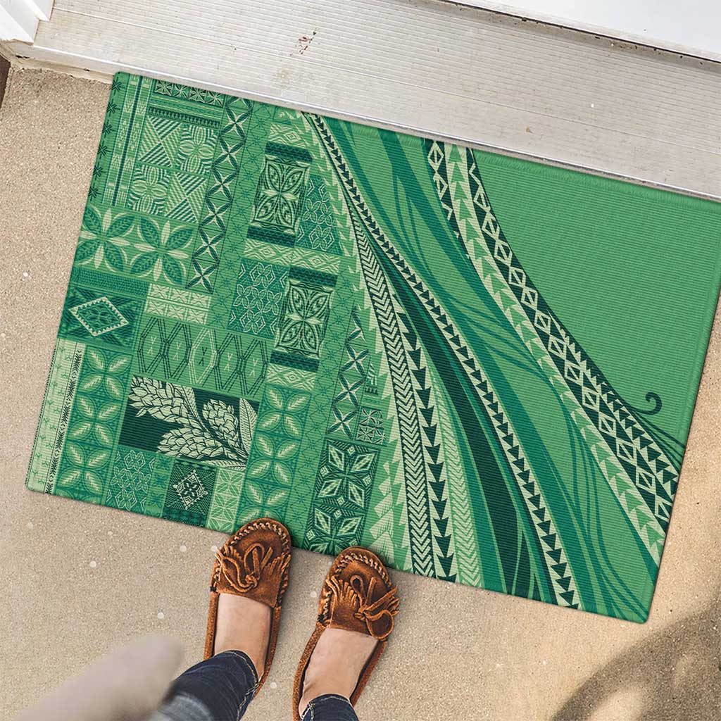 Pasifika Women's Day - Samoa Siapo Malu Tattoo Inspired Rubber Doormat Jade LT7 - Polynesian Pride