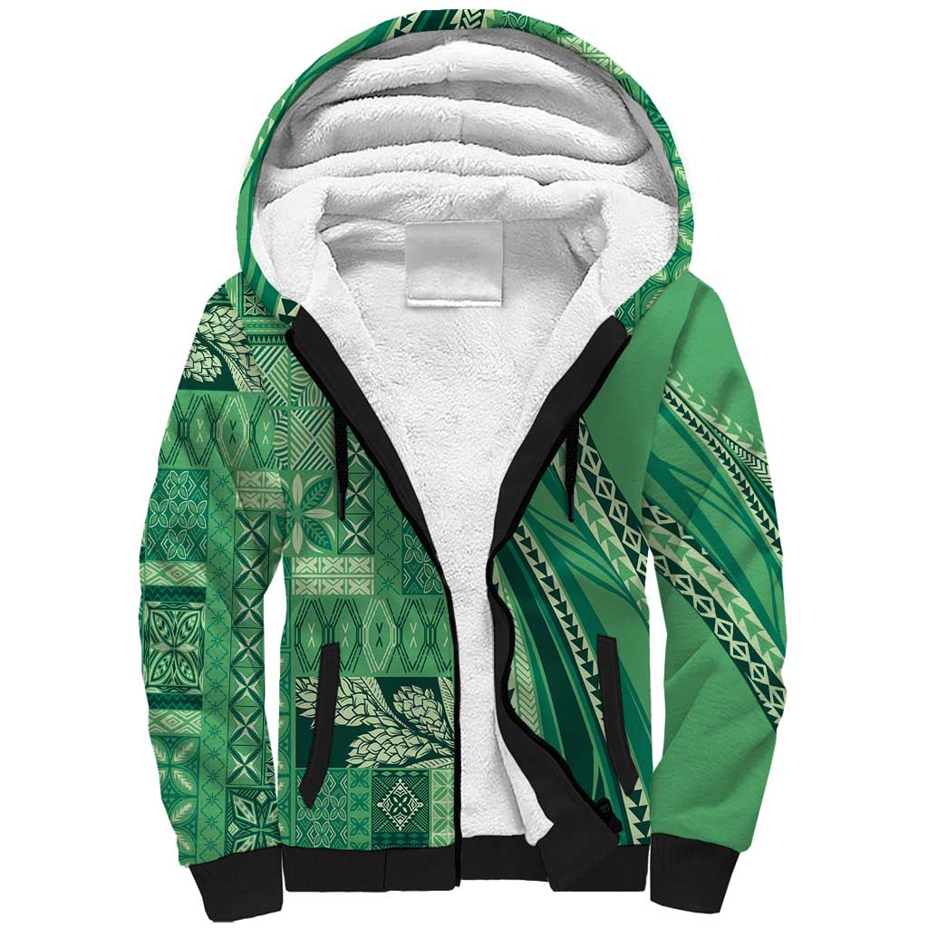 Pasifika Women's Day - Samoa Siapo Malu Tattoo Inspired Sherpa Hoodie Jade LT7 Unisex Jade - Polynesian Pride