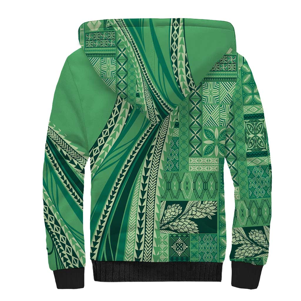 Pasifika Women's Day - Samoa Siapo Malu Tattoo Inspired Sherpa Hoodie Jade LT7 - Polynesian Pride