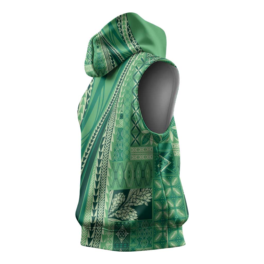 Pasifika Women's Day - Samoa Siapo Malu Tattoo Inspired Sleeveless Hoodie Jade LT7 - Polynesian Pride