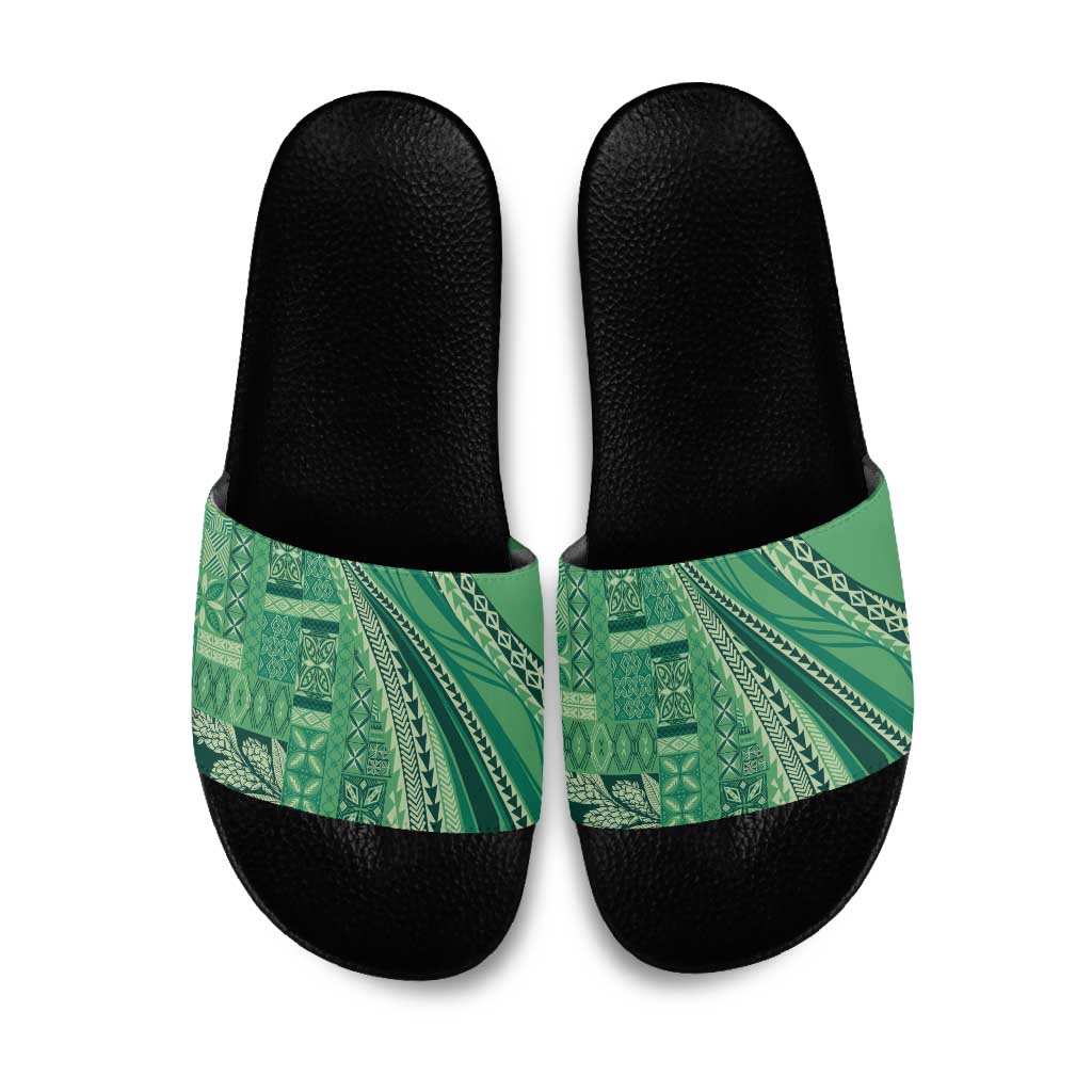 Pasifika Women's Day - Samoa Siapo Malu Tattoo Inspired Slide Sandals Jade