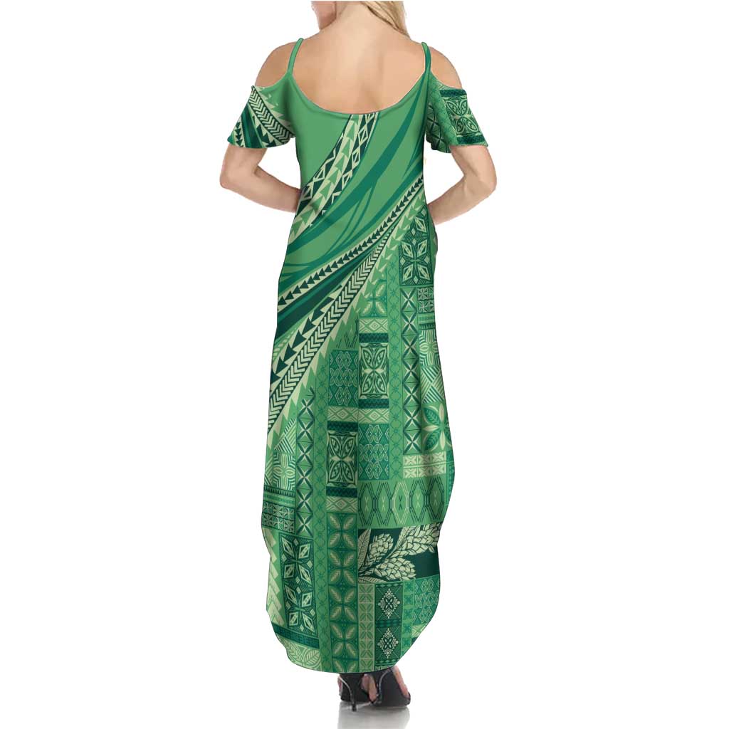 Pasifika Women's Day - Samoa Siapo Malu Tattoo Inspired Summer Maxi Dress Jade LT7 - Polynesian Pride