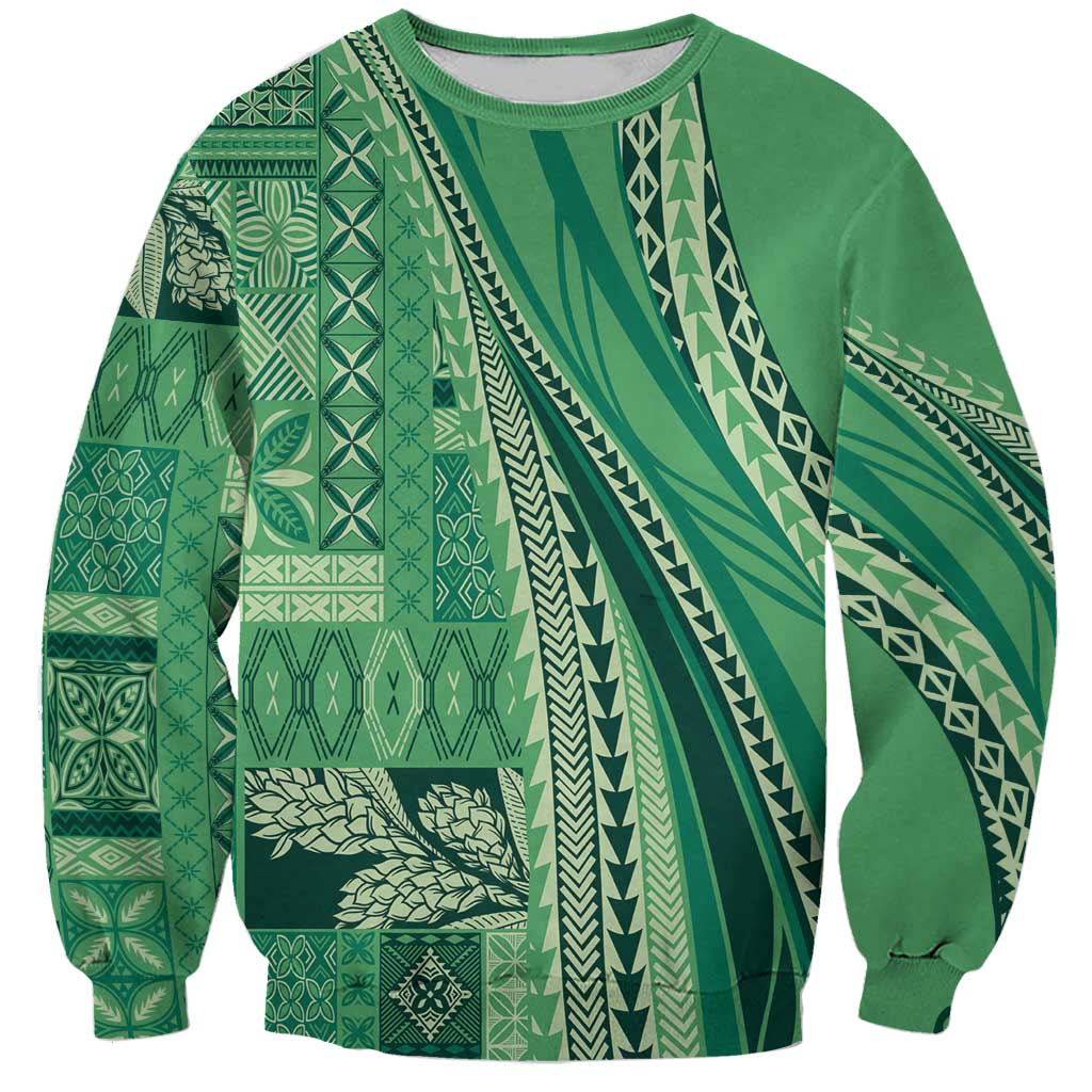 Pasifika Women's Day - Samoa Siapo Malu Tattoo Inspired Sweatshirt Jade LT7 Unisex Jade - Polynesian Pride
