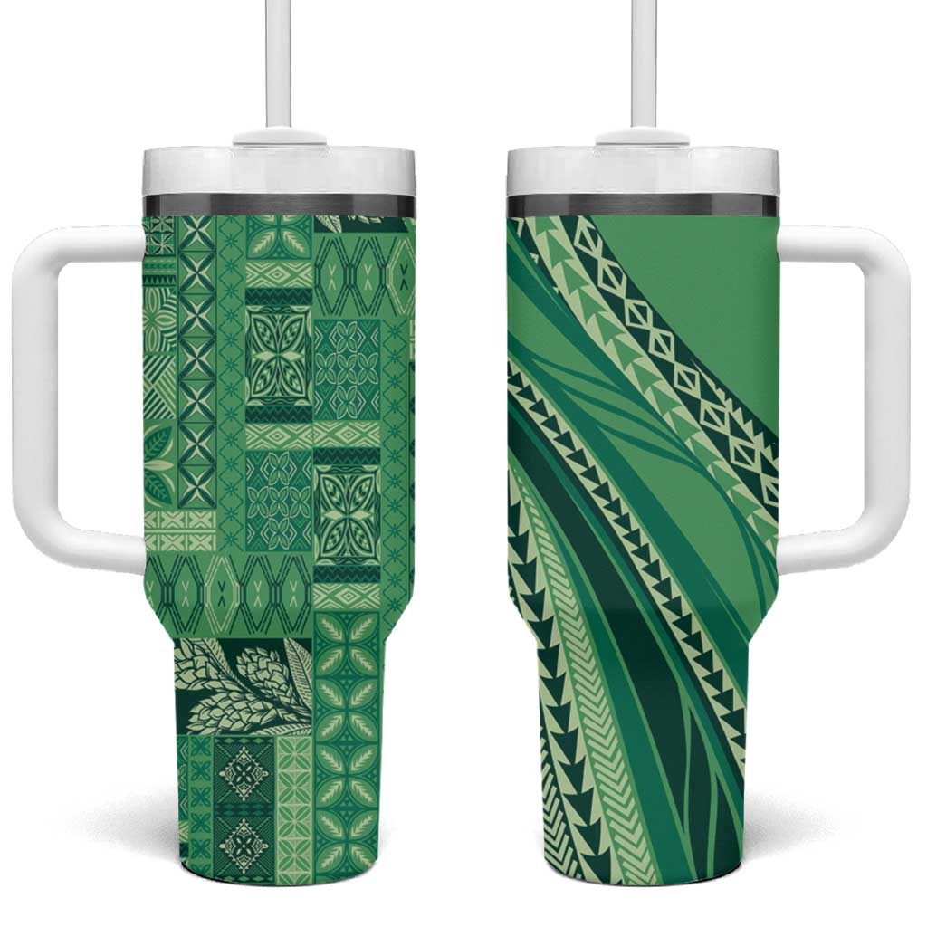 Pasifika Women's Day - Samoa Siapo Malu Tattoo Inspired Tumbler With Handle Jade LT7 One Size: 40 oz Jade - Polynesian Pride