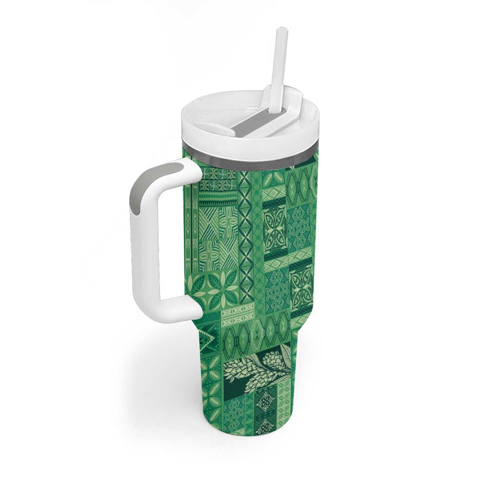 Pasifika Women's Day - Samoa Siapo Malu Tattoo Inspired Tumbler With Handle Jade LT7 - Polynesian Pride