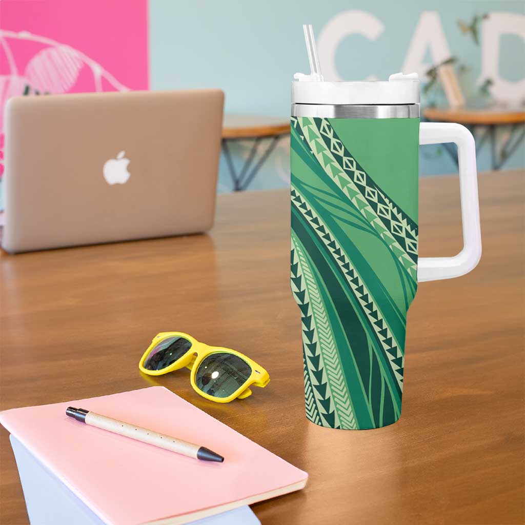 Pasifika Women's Day - Samoa Siapo Malu Tattoo Inspired Tumbler With Handle Jade LT7 - Polynesian Pride