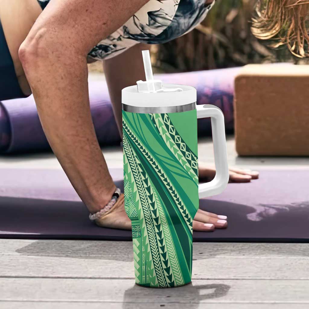 Pasifika Women's Day - Samoa Siapo Malu Tattoo Inspired Tumbler With Handle Jade LT7 - Polynesian Pride