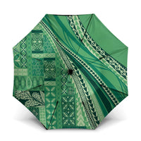 Pasifika Women's Day - Samoa Siapo Malu Tattoo Inspired Umbrella Jade LT7 One Size Folded 11.42 inch Opened Diameter 37.4 inch Jade - Polynesian Pride