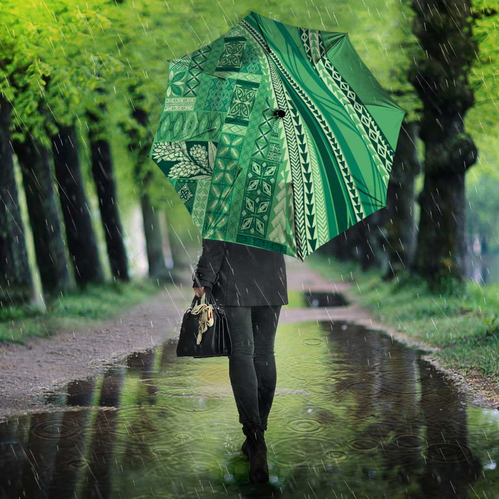 Pasifika Women's Day - Samoa Siapo Malu Tattoo Inspired Umbrella Jade LT7 - Polynesian Pride