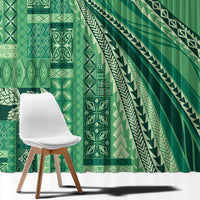 Pasifika Women's Day - Samoa Siapo Malu Tattoo Inspired Window Curtain Jade LT7 - Polynesian Pride