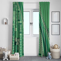 Pasifika Women's Day - Samoa Siapo Malu Tattoo Inspired Window Curtain Jade LT7 - Polynesian Pride