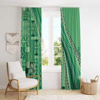 Pasifika Women's Day - Samoa Siapo Malu Tattoo Inspired Window Curtain Jade LT7 - Polynesian Pride