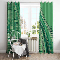 Pasifika Women's Day - Samoa Siapo Malu Tattoo Inspired Window Curtain Jade LT7 - Polynesian Pride