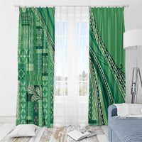 Pasifika Women's Day - Samoa Siapo Malu Tattoo Inspired Window Curtain Jade LT7 - Polynesian Pride