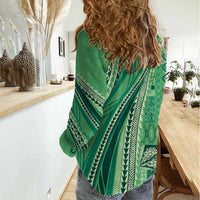 Pasifika Women's Day - Samoa Siapo Malu Tattoo Inspired Women Casual Shirt Jade LT7 - Polynesian Pride