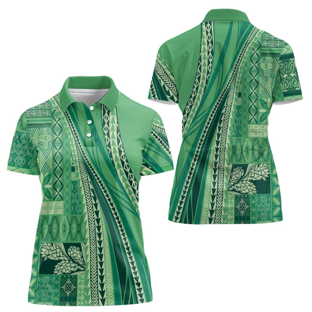 Pasifika Women's Day - Samoa Siapo Malu Tattoo Inspired Women Polo Shirt Jade LT7 - Polynesian Pride