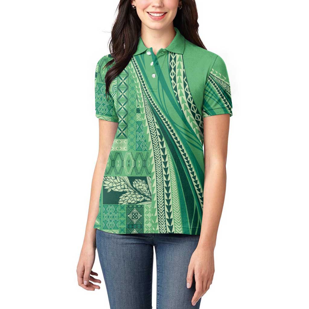 Pasifika Women's Day - Samoa Siapo Malu Tattoo Inspired Women Polo Shirt Jade LT7 - Polynesian Pride