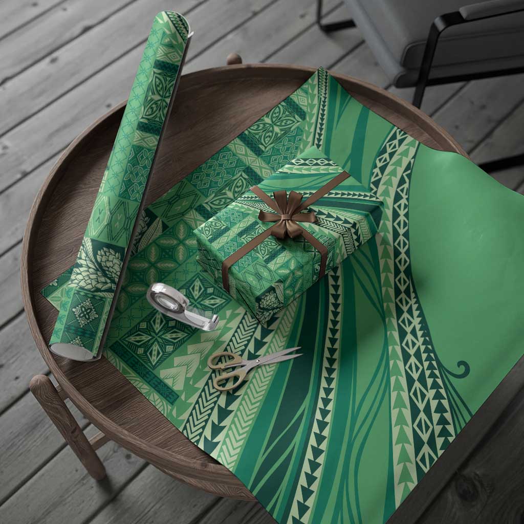 Pasifika Women's Day - Samoa Siapo Malu Tattoo Inspired Wrapping Paper Jade LT7 - Polynesian Pride