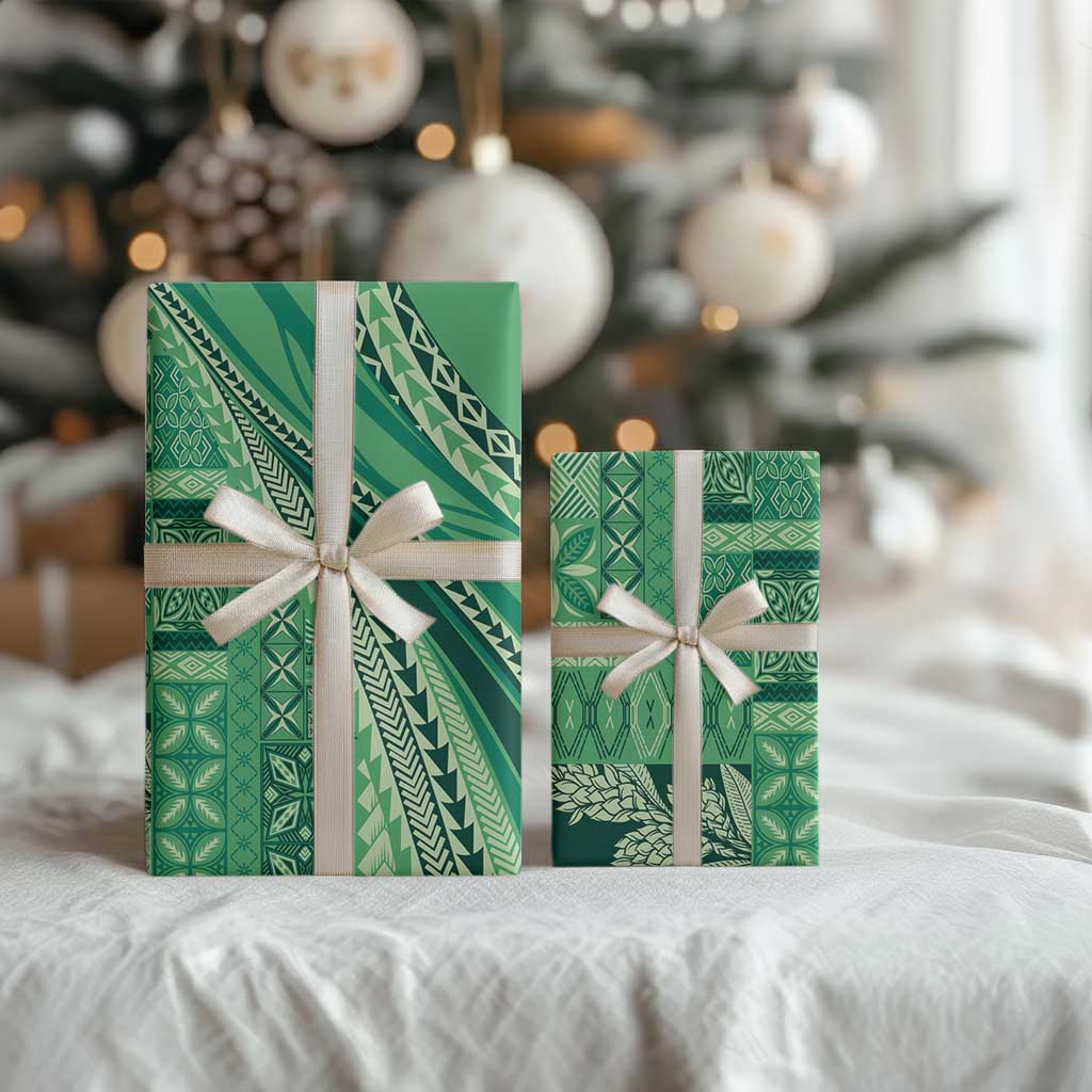 Pasifika Women's Day - Samoa Siapo Malu Tattoo Inspired Wrapping Paper Jade LT7 - Polynesian Pride