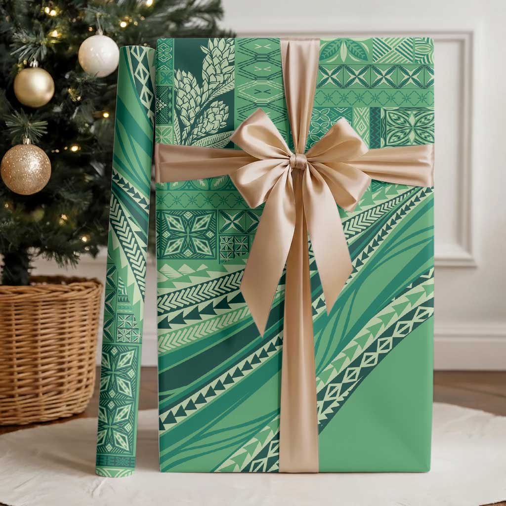 Pasifika Women's Day - Samoa Siapo Malu Tattoo Inspired Wrapping Paper Jade LT7 - Polynesian Pride