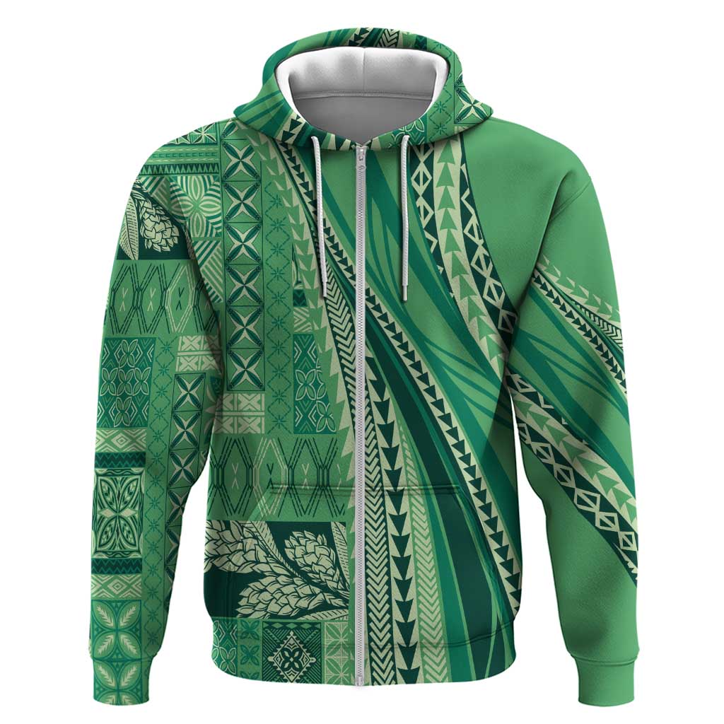 Pasifika Women's Day - Samoa Siapo Malu Tattoo Inspired Zip Hoodie Jade LT7 Zip Hoodie Jade - Polynesian Pride
