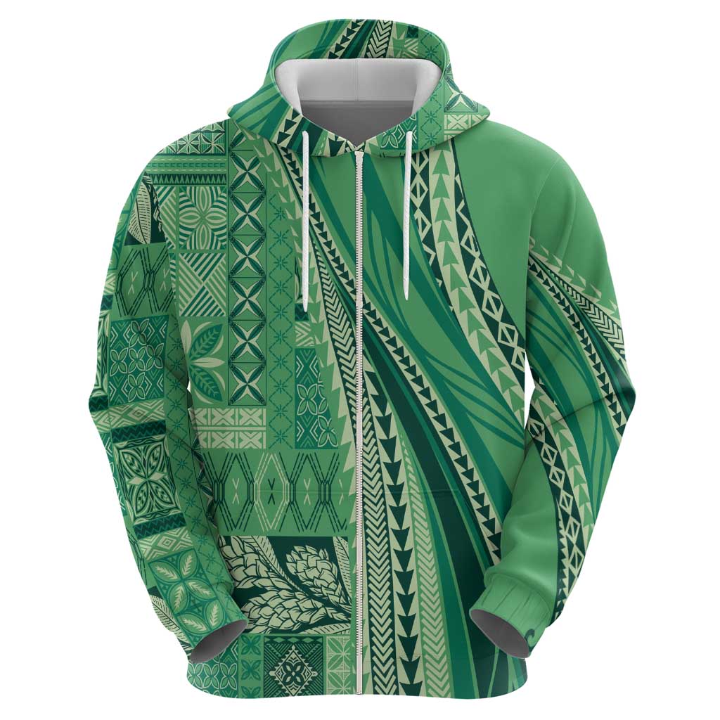 Pasifika Women's Day - Samoa Siapo Malu Tattoo Inspired Zip Hoodie Jade LT7 - Polynesian Pride