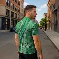 Pasifika Women's Day - Samoa Siapo Malu Tattoo Inspired Zipper Polo Shirt Jade LT7 - Polynesian Pride