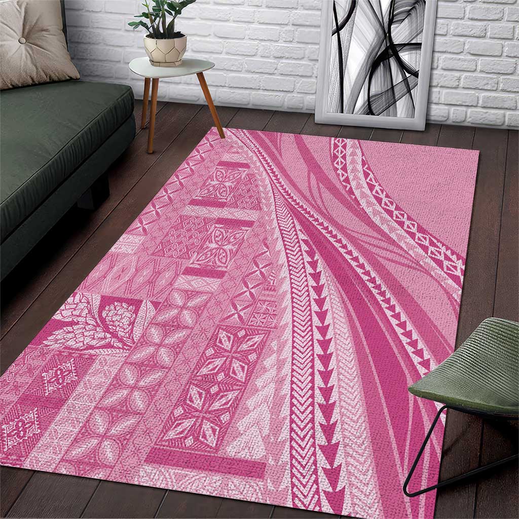 Pasifika Women's Day - Samoa Siapo Malu Tattoo Inspired Area Rug Pink LT7 Pink - Polynesian Pride