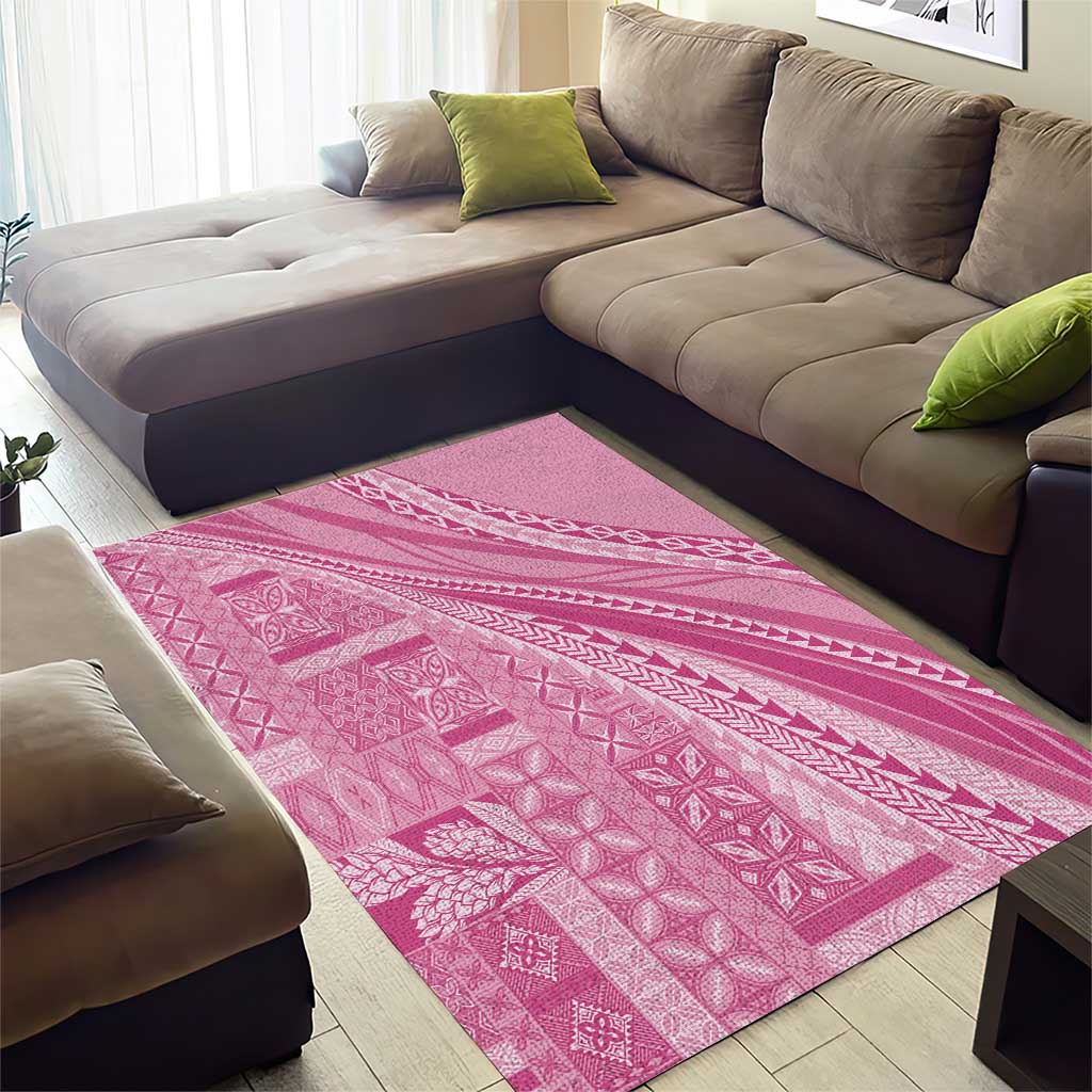 Pasifika Women's Day - Samoa Siapo Malu Tattoo Inspired Area Rug Pink LT7 - Polynesian Pride