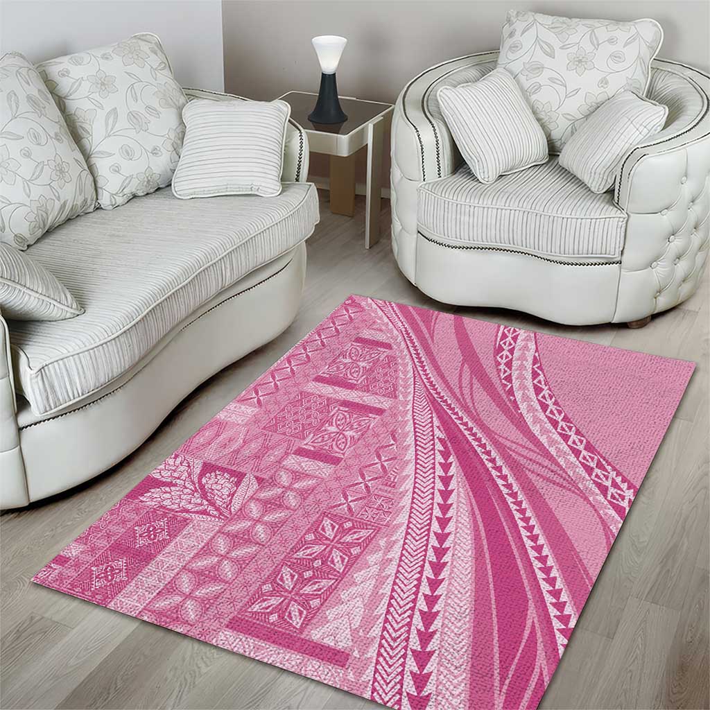 Pasifika Women's Day - Samoa Siapo Malu Tattoo Inspired Area Rug Pink LT7 - Polynesian Pride