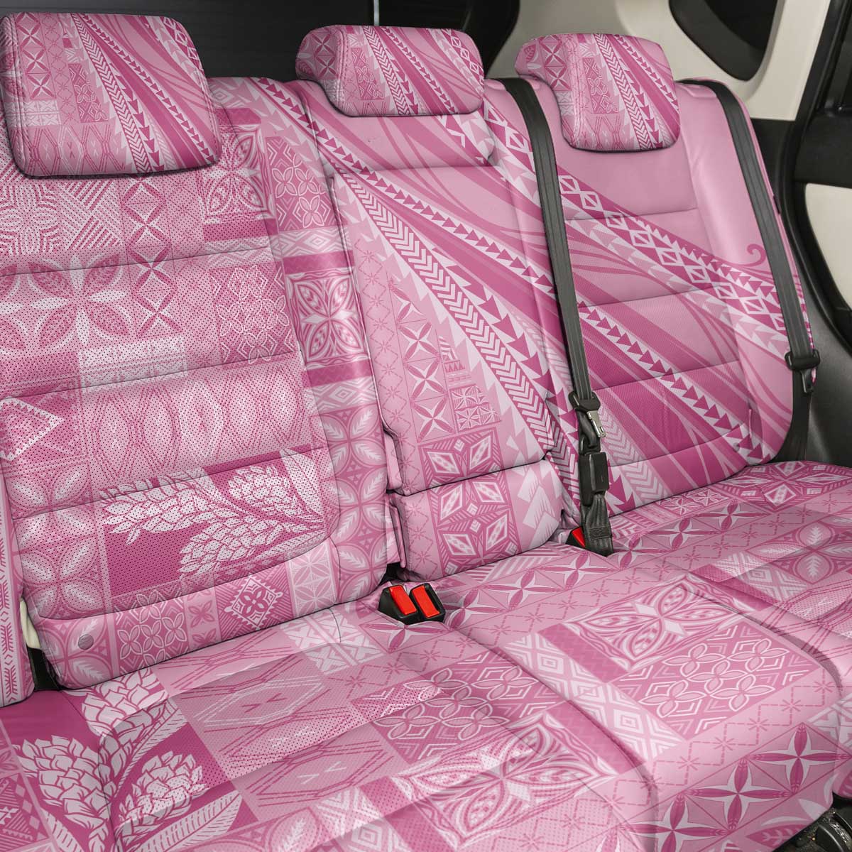 Pasifika Women's Day - Samoa Siapo Malu Tattoo Inspired Back Car Seat Cover Pink LT7 - Polynesian Pride