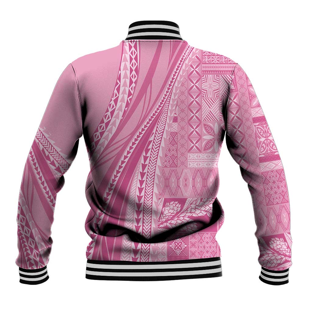 Pasifika Women's Day - Samoa Siapo Malu Tattoo Inspired Baseball Jacket Pink LT7 - Polynesian Pride