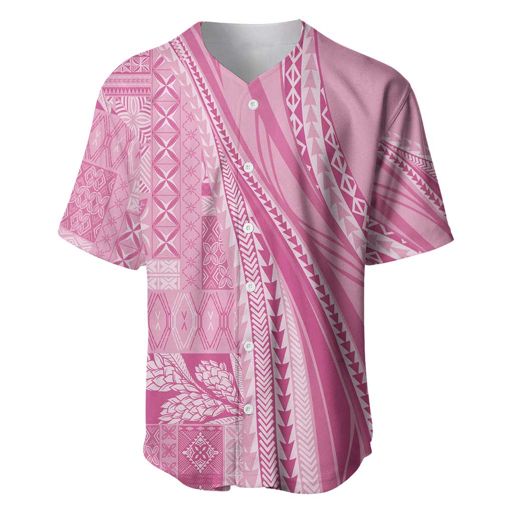 Pasifika Women's Day - Samoa Siapo Malu Tattoo Inspired Baseball Jersey Pink LT7 Pink - Polynesian Pride