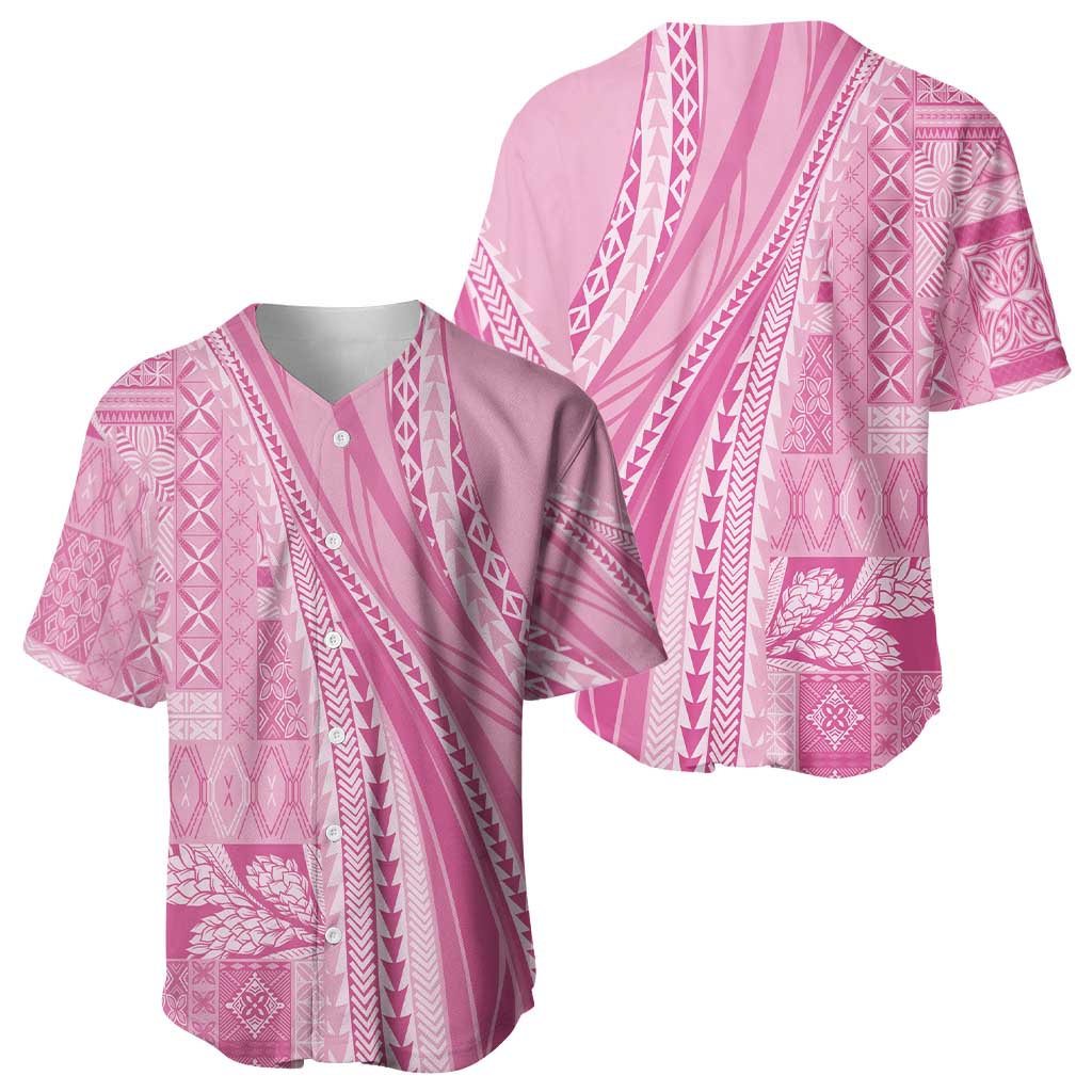 Pasifika Women's Day - Samoa Siapo Malu Tattoo Inspired Baseball Jersey Pink LT7 - Polynesian Pride