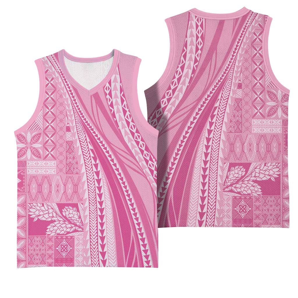 Pasifika Women's Day - Samoa Siapo Malu Tattoo Inspired Basketball Jersey Pink