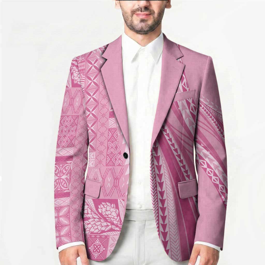 Pasifika Women's Day - Samoa Siapo Malu Tattoo Inspired Blazer Pink LT7 - Polynesian Pride