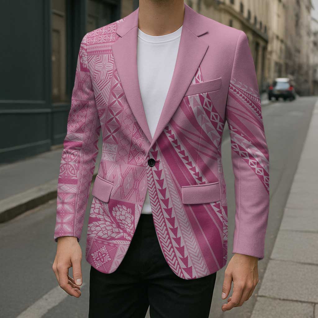 Pasifika Women's Day - Samoa Siapo Malu Tattoo Inspired Blazer Pink LT7 - Polynesian Pride