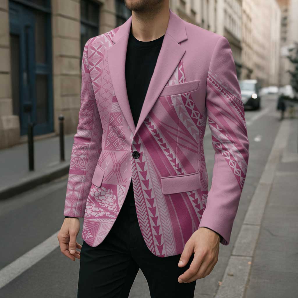 Pasifika Women's Day - Samoa Siapo Malu Tattoo Inspired Blazer Pink LT7 - Polynesian Pride