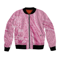 Pasifika Women's Day - Samoa Siapo Malu Tattoo Inspired Bomber Jacket Pink LT7 Unisex Pink - Polynesian Pride