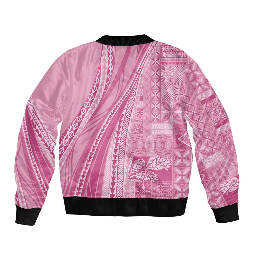 Pasifika Women's Day - Samoa Siapo Malu Tattoo Inspired Bomber Jacket Pink LT7 - Polynesian Pride