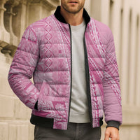 Pasifika Women's Day - Samoa Siapo Malu Tattoo Inspired Bomber Puffer Jacket Pink LT7 - Polynesian Pride