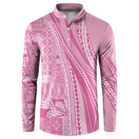 Pasifika Women's Day - Samoa Siapo Malu Tattoo Inspired Button Sweatshirt Pink LT7 Pink - Polynesian Pride