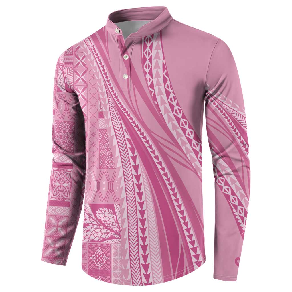 Pasifika Women's Day - Samoa Siapo Malu Tattoo Inspired Button Sweatshirt Pink LT7 - Polynesian Pride
