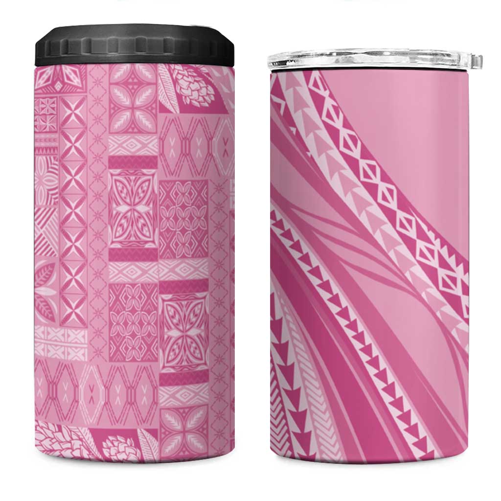 Pasifika Women's Day - Samoa Siapo Malu Tattoo Inspired 4 in 1 Can Cooler Tumbler Pink LT7 One Size: 16 oz Pink - Polynesian Pride